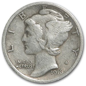 1916 Mercury Dime VF 1916 Mercury Dime VF